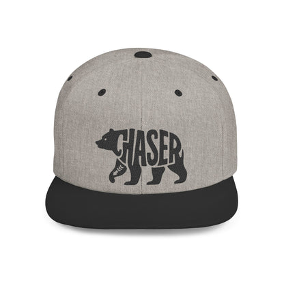 BEAR CHASER Flat Bill Snapback — Onyx Silhouette Design
