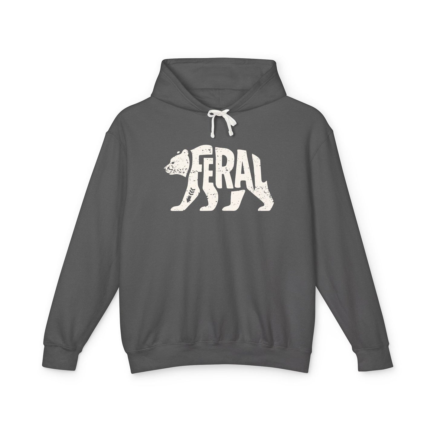FERAL BEAR Lightweight Hoodie - Bone Silhouette Design