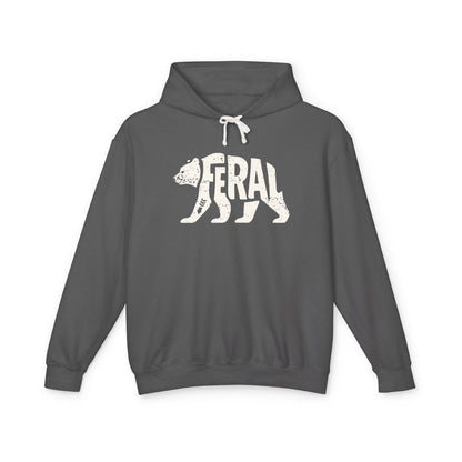 FERAL BEAR Lightweight Hoodie - Bone Silhouette Design