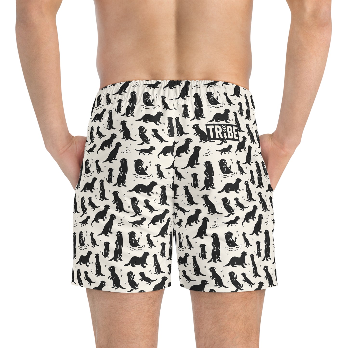 OTTERLY ADORABLE Imprinted 5-6" Inseam Swim Trunks - Bone