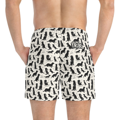 OTTERLY ADORABLE Imprinted 5-6" Inseam Swim Trunks - Bone