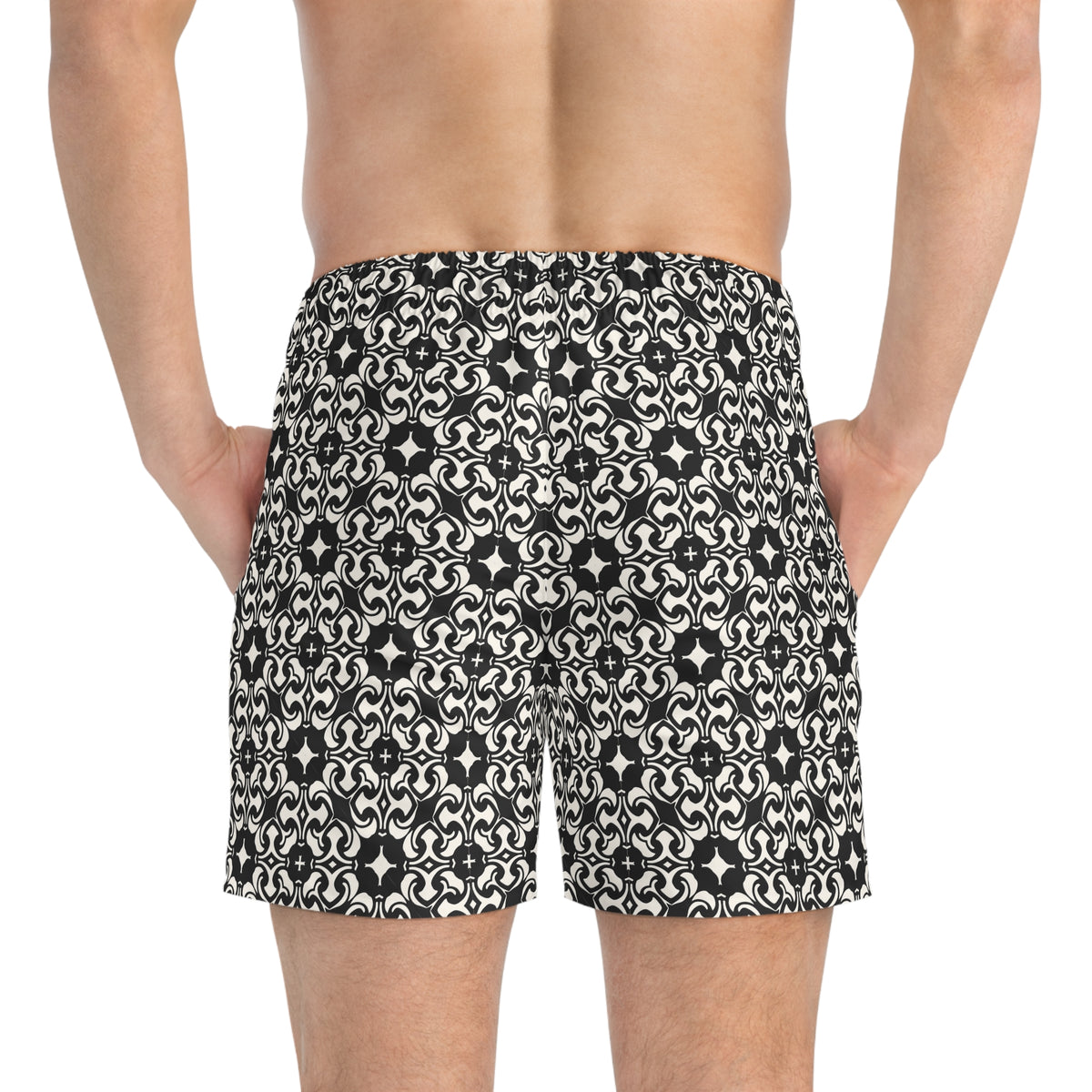 PORTUGAY Imprinted 5-6" Inseam Swim Trunks - Onyx