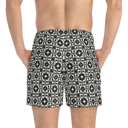PORTUGAY Imprinted 5-6" Inseam Swim Trunks - Onyx