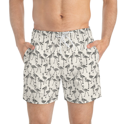 FLOCK TOGETHER Imprinted 5-6" Inseam Swim Trunks - Bone