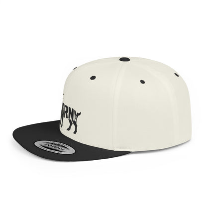 HORNY GOAT Flat Bill Snapback — Onyx Silhouette Design