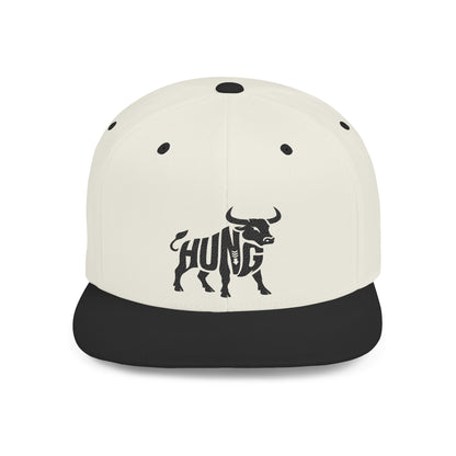 HUNG BULL Flat Bill Snapback — Onyx Silhouette Design