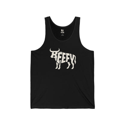 BEEFY BULL Jersey Tank - Bone Silhouette Design
