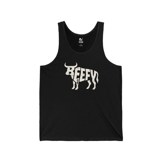 BEEFY BULL Jersey Tank - Bone Silhouette Design