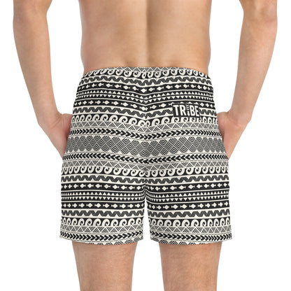 AEGEAN Imprinted 5-6" Inseam Swim Trunks - Bone