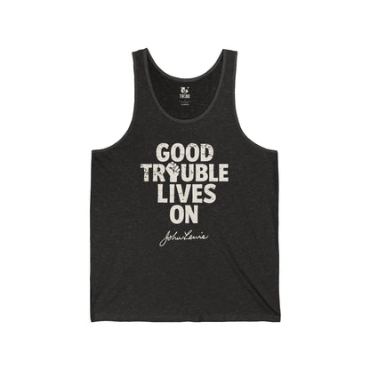 GOOD TROUBLE Jersey Tank - Bone Silhouette Design