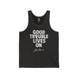 GOOD TROUBLE Jersey Tank - Bone Silhouette Design