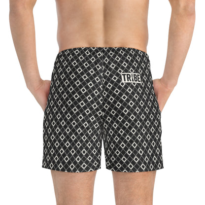 SHINE BRIGHT Imprinted 5-6" Inseam Swim Trunks - Onyx