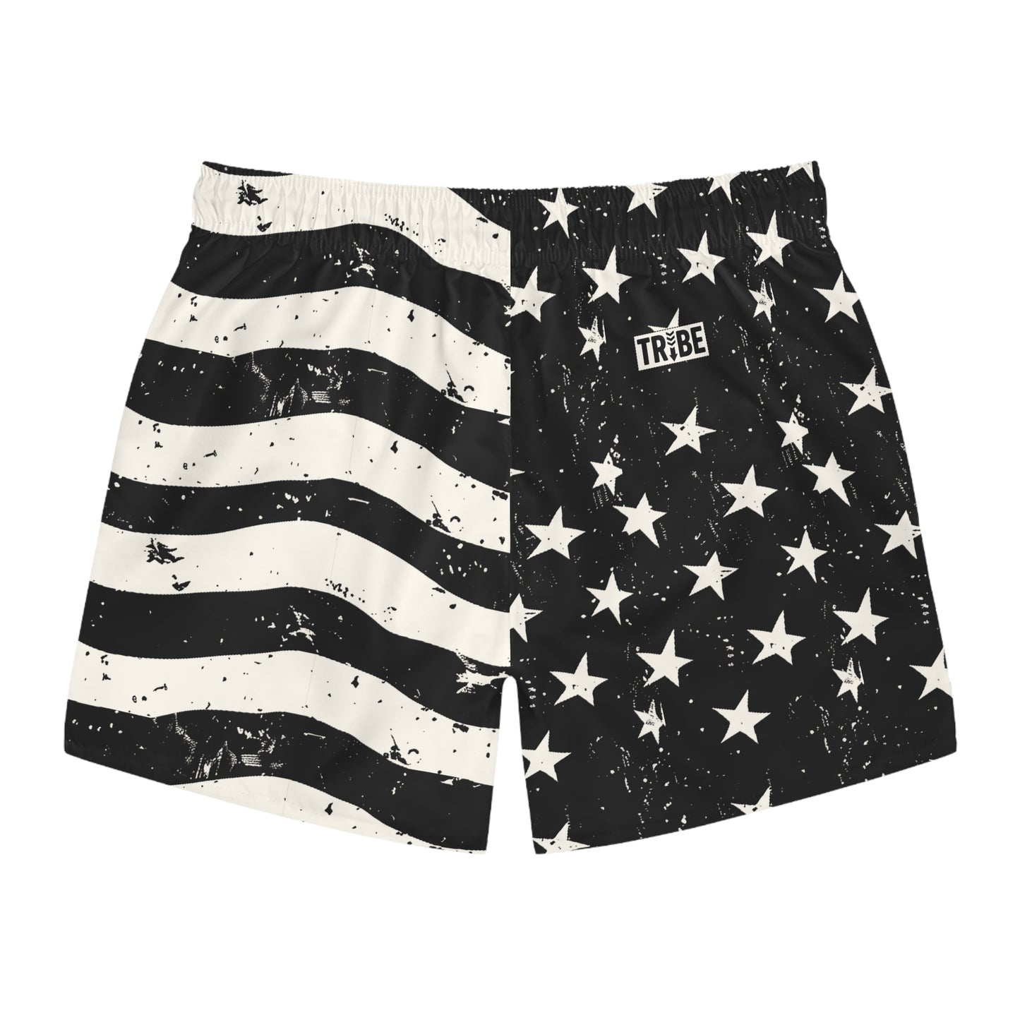 BARS-N-STARS Imprinted 5-6" Inseam Swim Trunks - Onyx