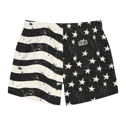 BARS-N-STARS Imprinted 5-6" Inseam Swim Trunks - Onyx