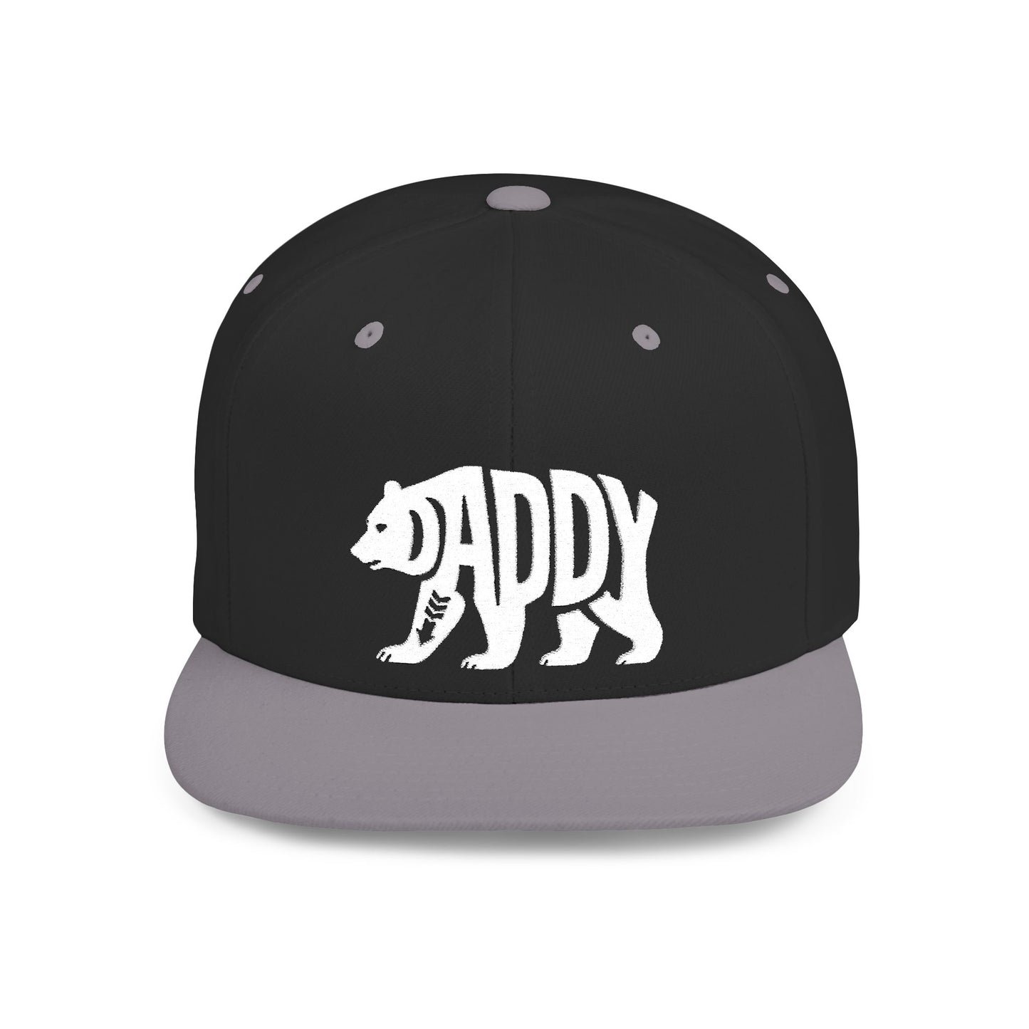 DADDY BEAR Flat Bill Snapback — Bone Silhouette Design