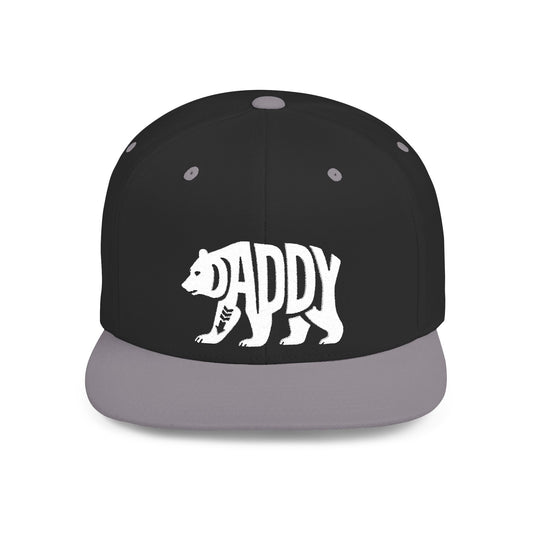 DADDY BEAR Flat Bill Snapback — Bone Silhouette Design