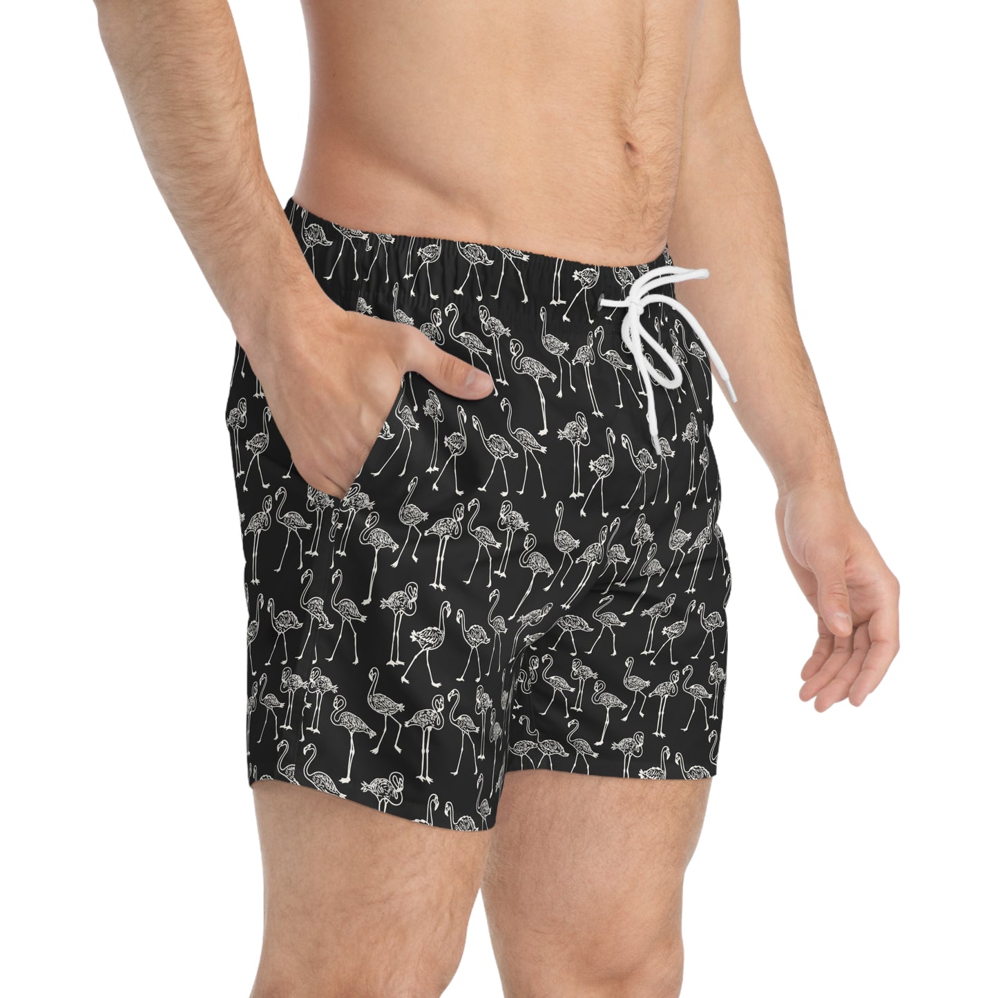 FLOCK TOGETHER Imprinted 5-6" Inseam Swim Trunks - Onyx