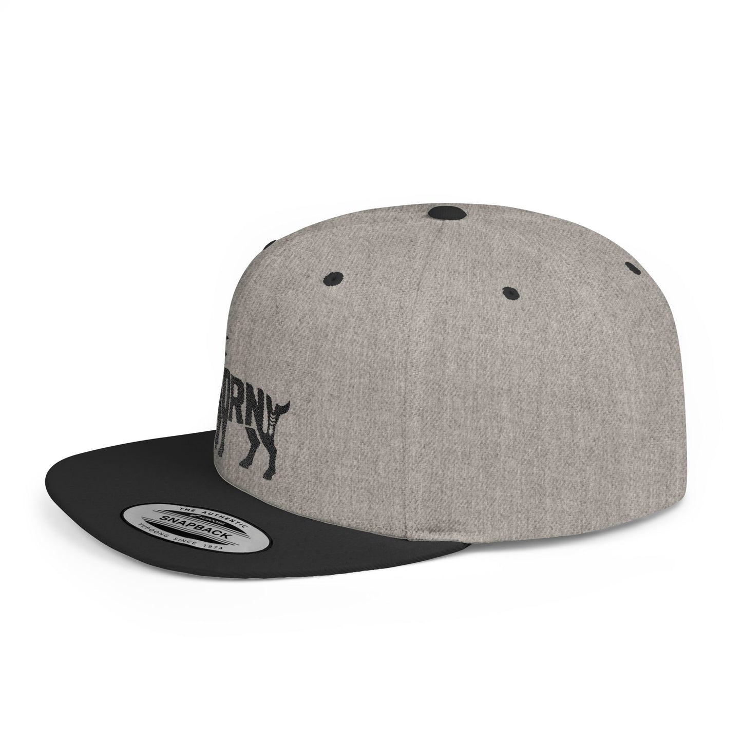 HORNY GOAT Flat Bill Snapback — Onyx Silhouette Design