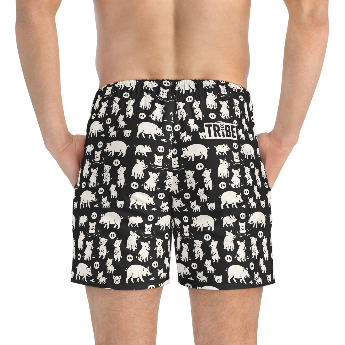 LITTLE PIGGY Imprinted 5-6" Inseam Swim Trunks - Onyx