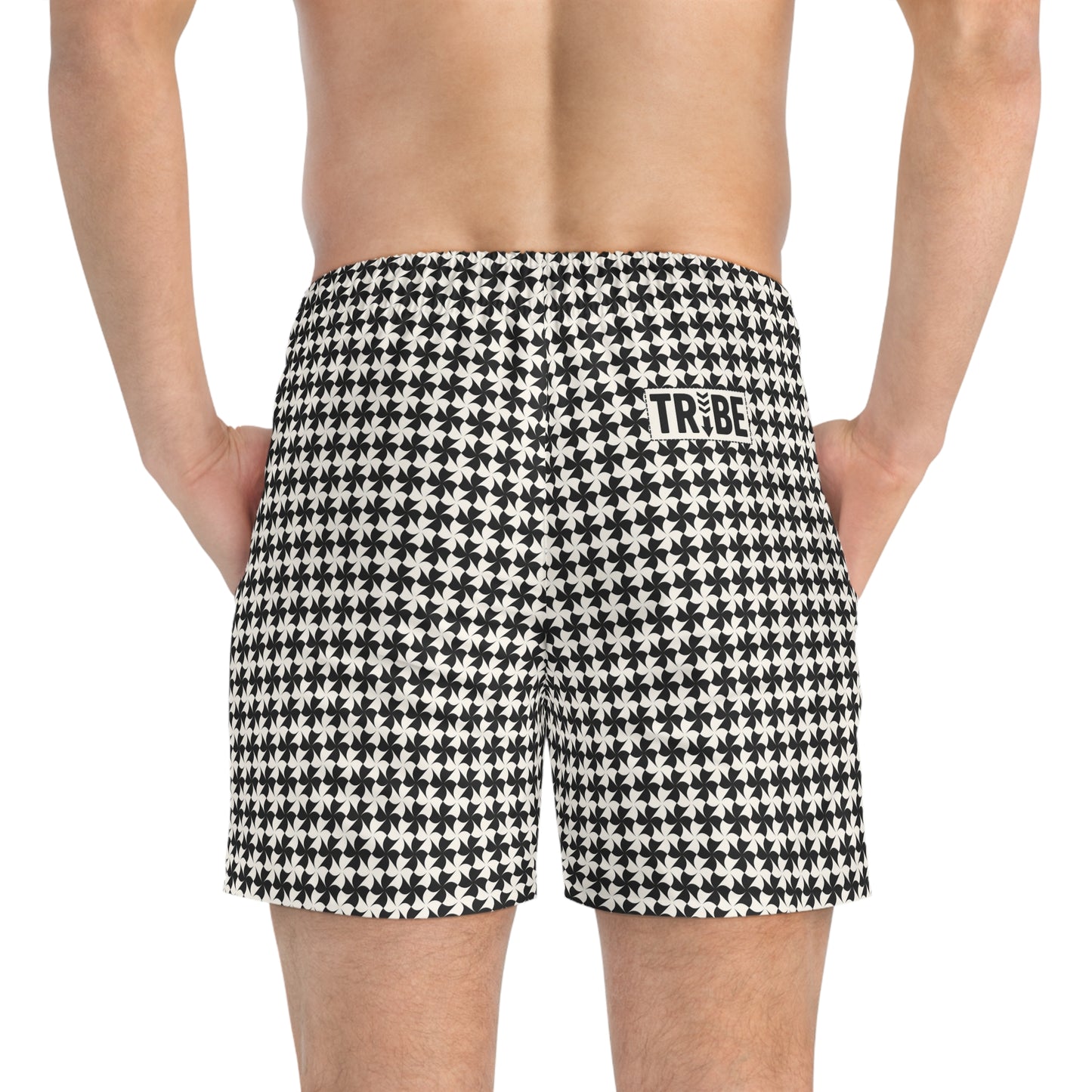 MOULIN Imprinted 5-6" Inseam Swim Trunks - Onyx & Bone