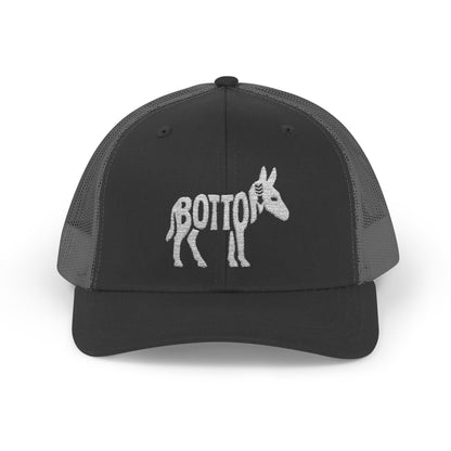 BOTTOM ASS Snapback Trucker Cap - Bone Silhouette Design