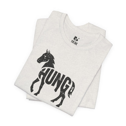 HUNG HORSE Jersey Tee - Onyx Silhouette Design