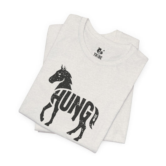 HUNG HORSE Jersey Tee - Onyx Silhouette Design