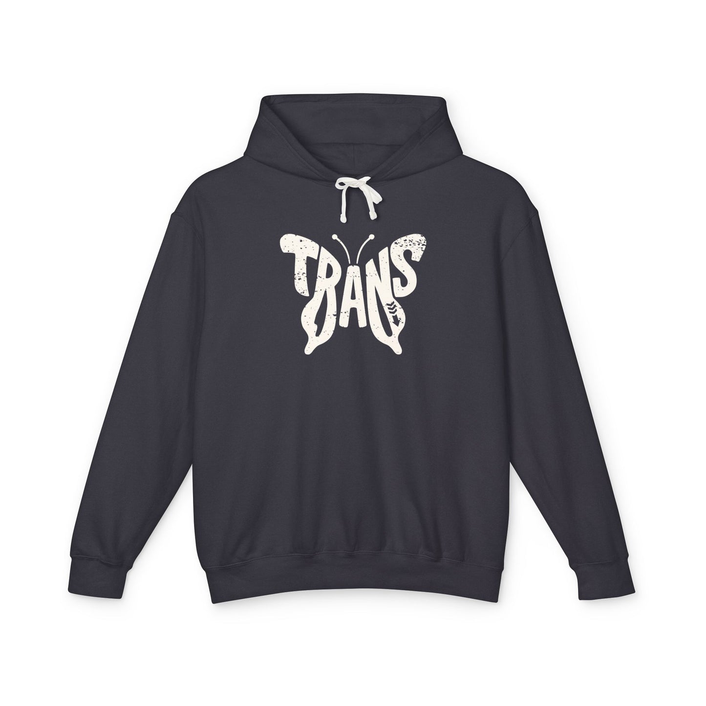 TRANS BUTTERFLY Lightweight Hoodie - Bone Silhouette Design