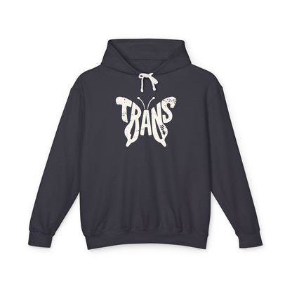 TRANS BUTTERFLY Lightweight Hoodie - Bone Silhouette Design