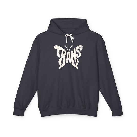 TRANS BUTTERFLY Lightweight Hoodie - Bone Silhouette Design