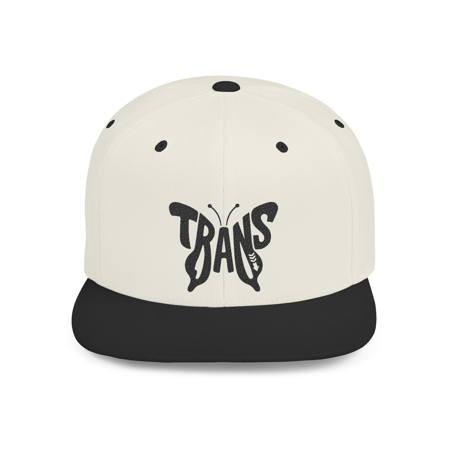 TRANS BUTTERFLY Flat Bill Snapback — Onyx Silhouette Design