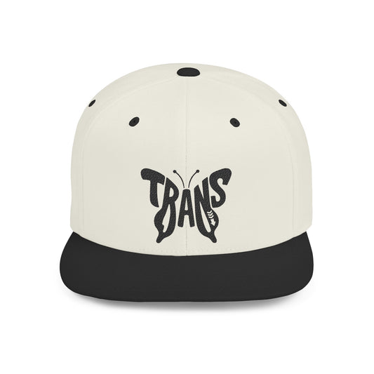 TRANS BUTTERFLY Flat Bill Snapback — Onyx Silhouette Design