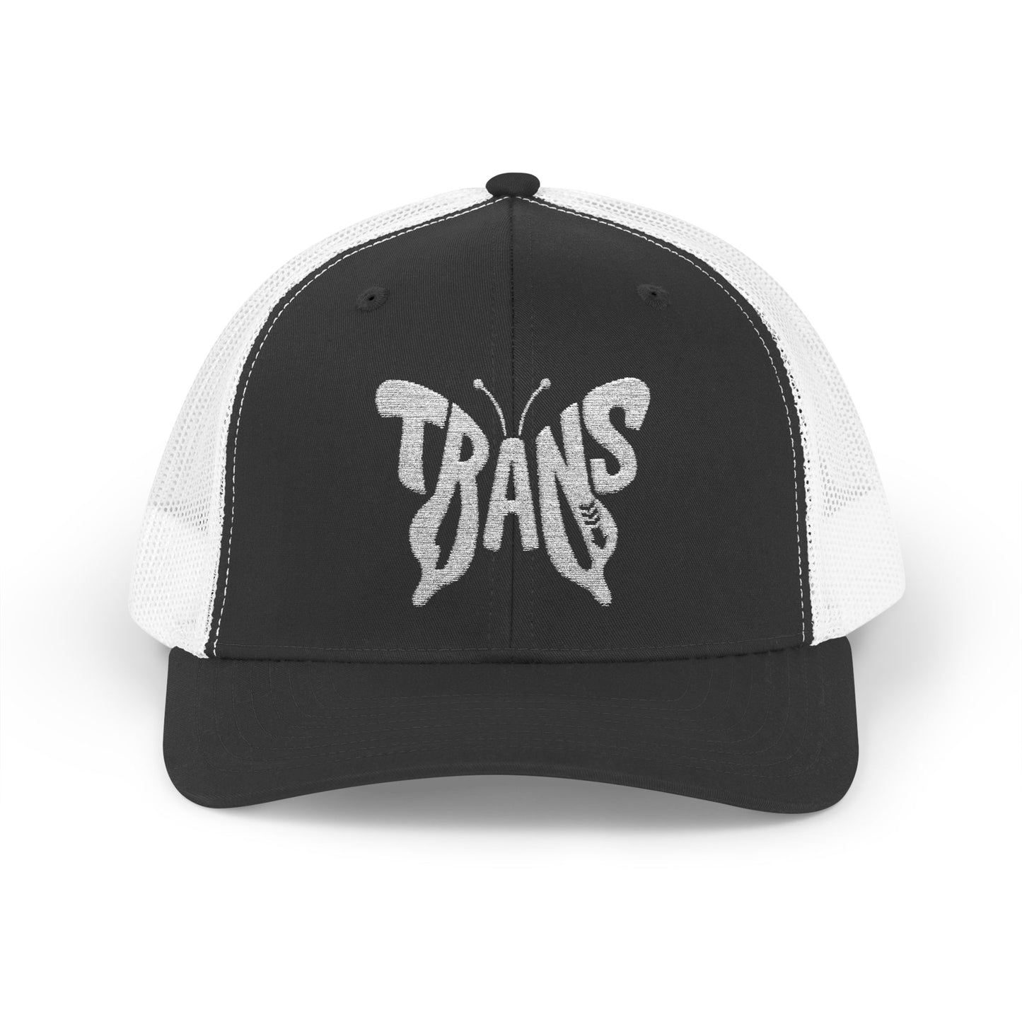 TRANS BUTTERFLY Snapback Trucker Cap - Bone Silhouette Design