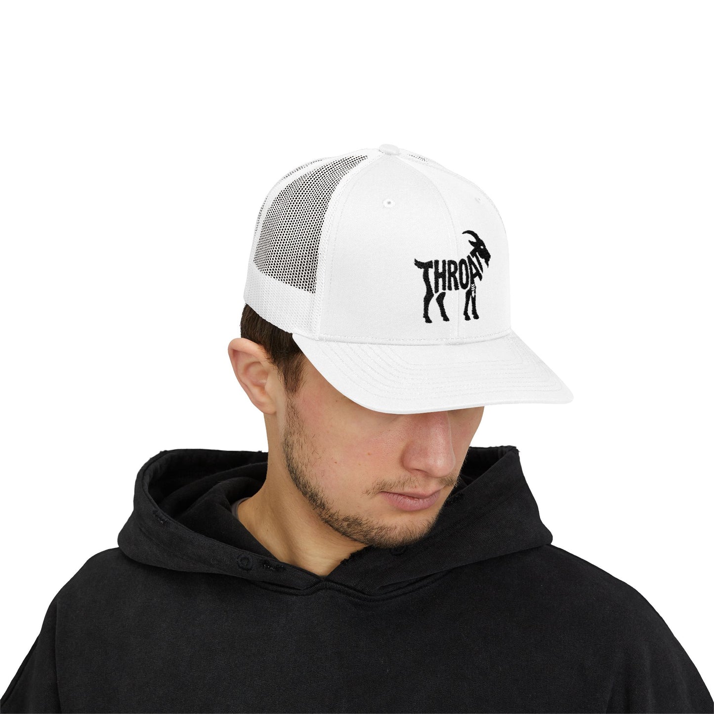 THROAT GOAT Snapback Trucker Cap - Onyx Silhouette Design