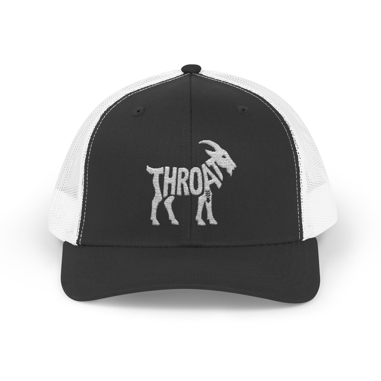 THROAT GOAT Snapback Trucker Cap - Bone Silhouette Design