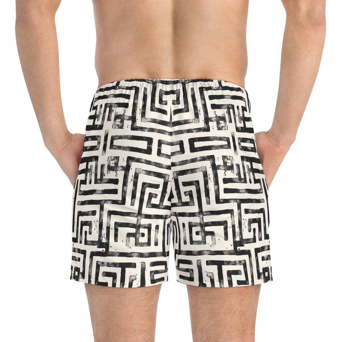LABYRINTH Imprinted 5-6" Inseam Swim Trunks - Bone