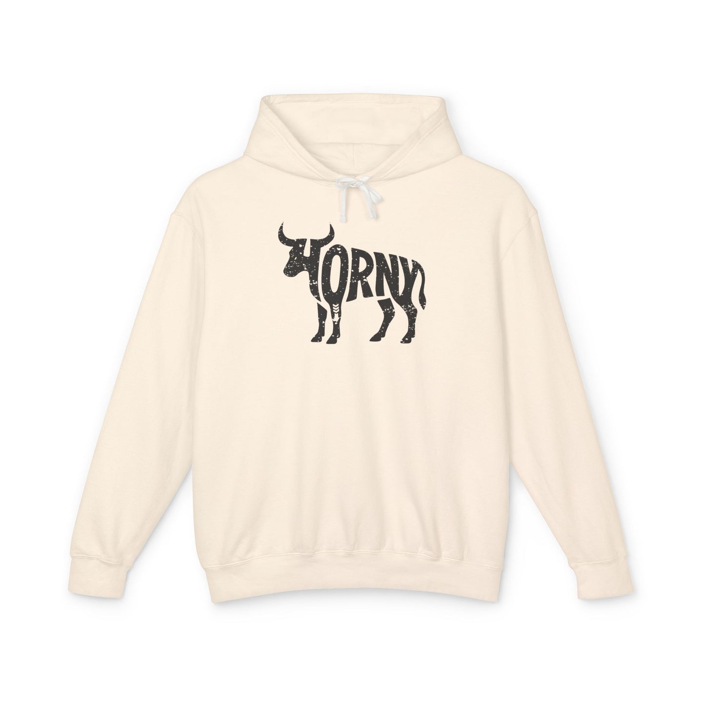 HORNY BULL Lightweight Hoodie - Onyx Silhouette Design
