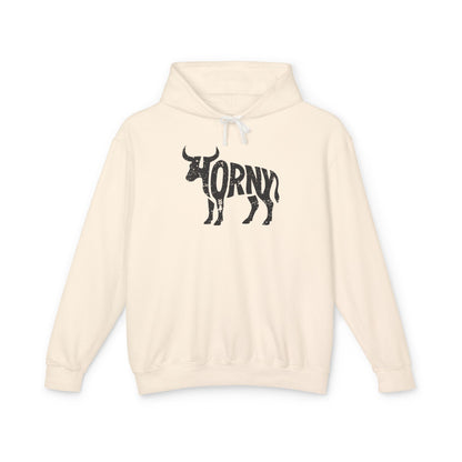 HORNY BULL Lightweight Hoodie - Onyx Silhouette Design