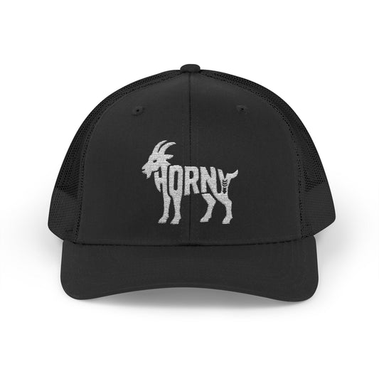 HORNY GOAT Snapback Trucker Cap - Bone Silhouette Design