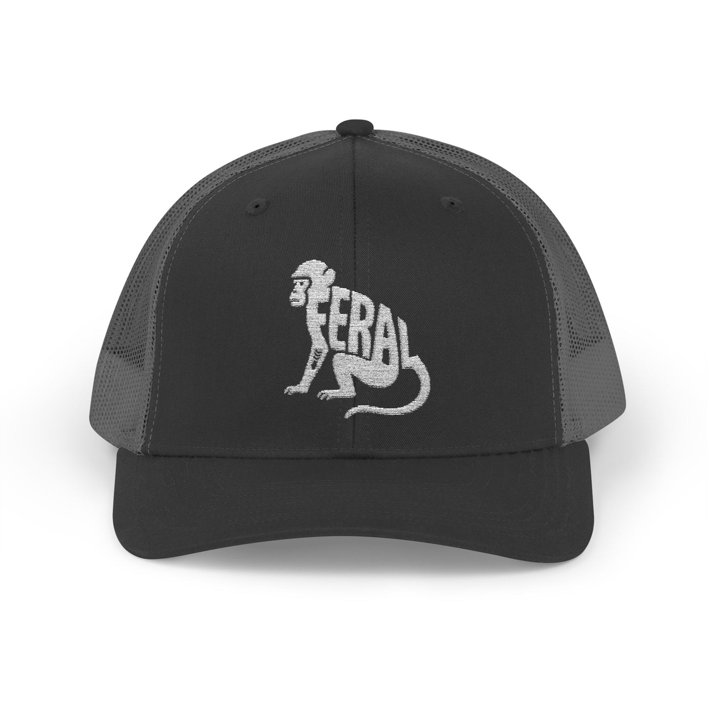 FERAL MONKEY Snapback Trucker Cap - Bone Silhouette Design