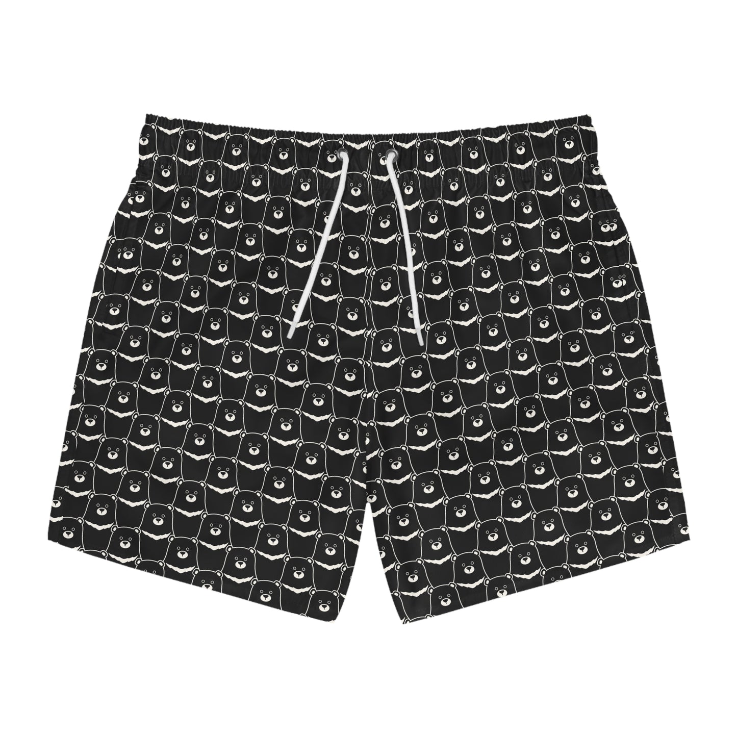 BEAR STARE Imprinted 5-6" Inseam Swim Trunks - Onyx