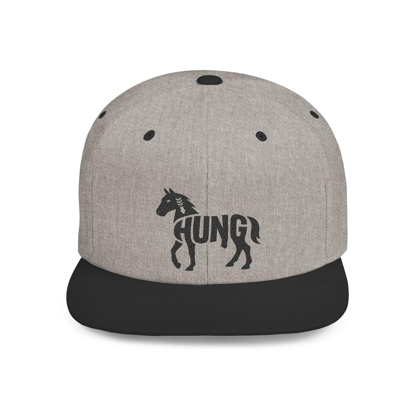 HUNG HORSE Flat Bill Snapback — Onyx Silhouette Design