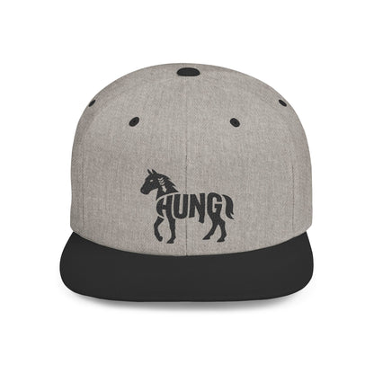 HUNG HORSE Flat Bill Snapback — Onyx Silhouette Design