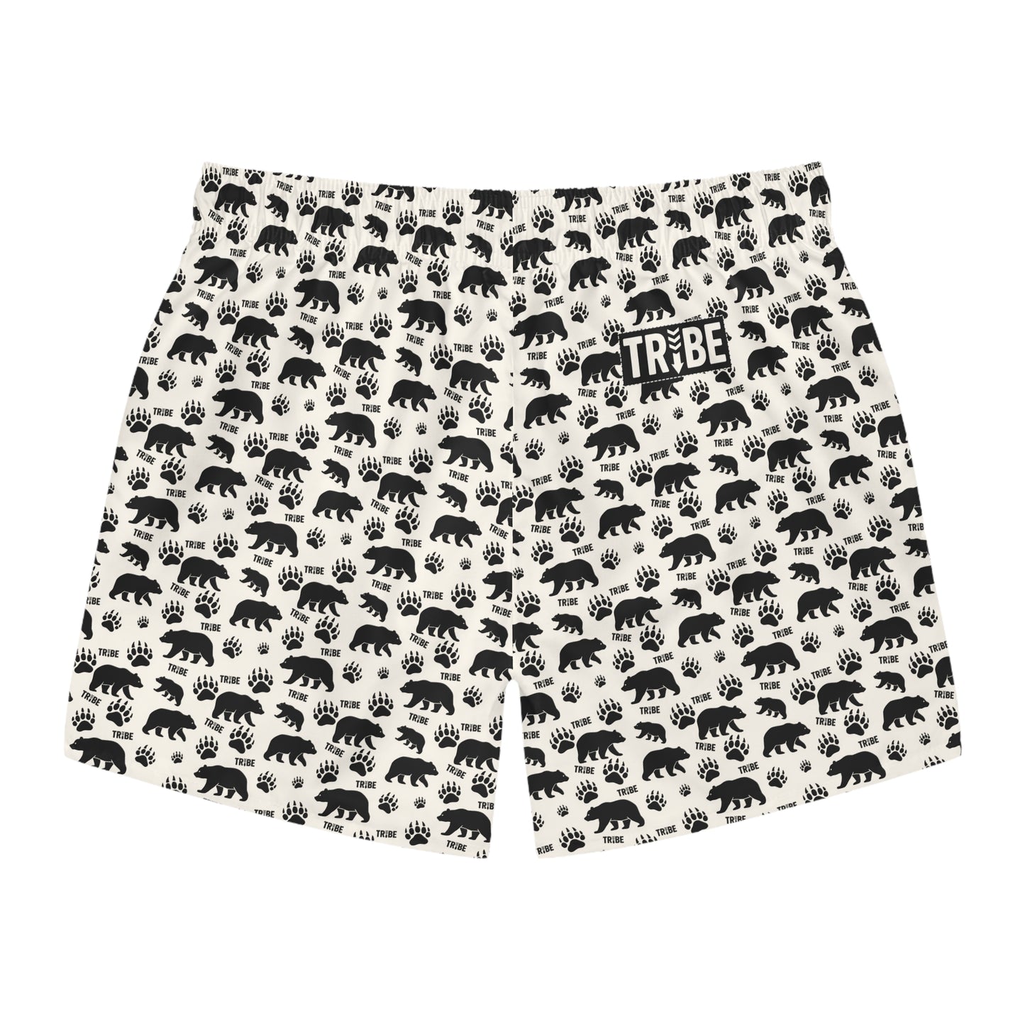 BEAR TRIBE Imprinted 5-6" Inseam Swim Trunks - Bone