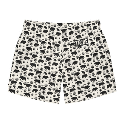 BEAR TRIBE Imprinted 5-6" Inseam Swim Trunks - Bone