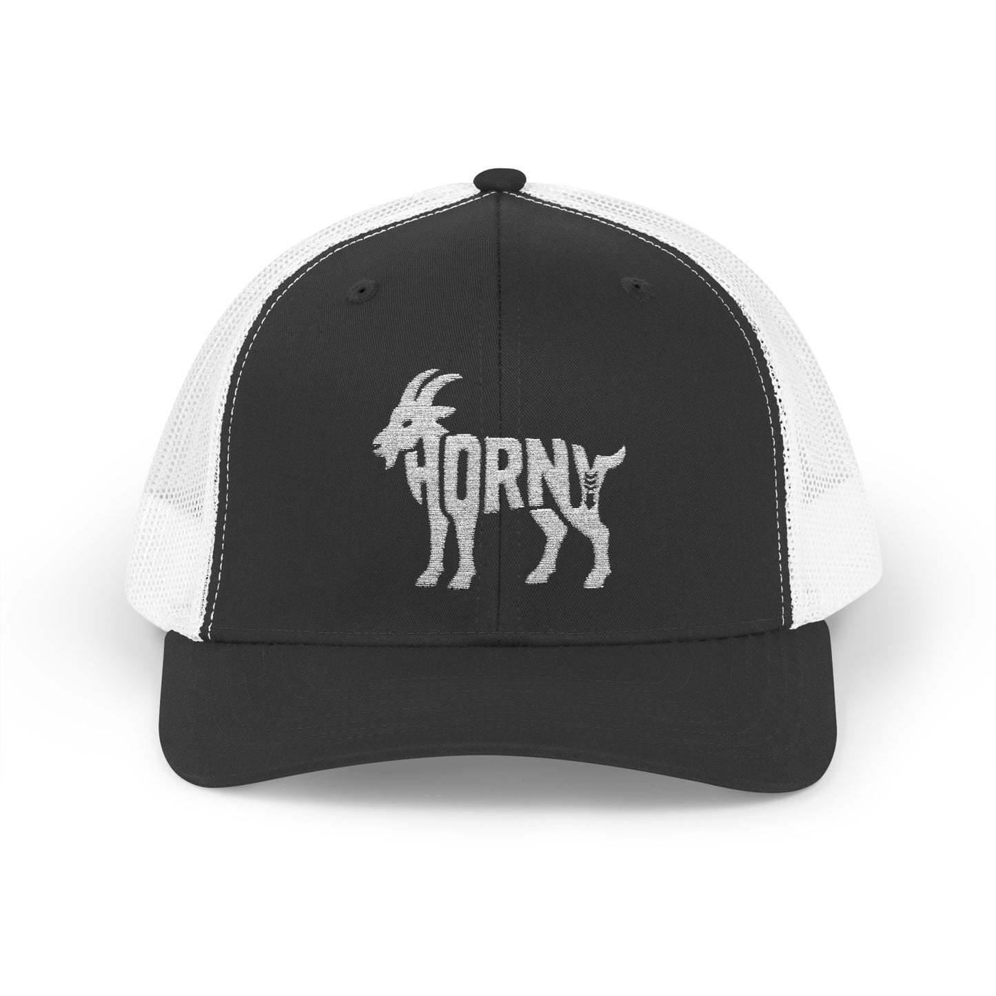 HORNY GOAT Snapback Trucker Cap - Bone Silhouette Design