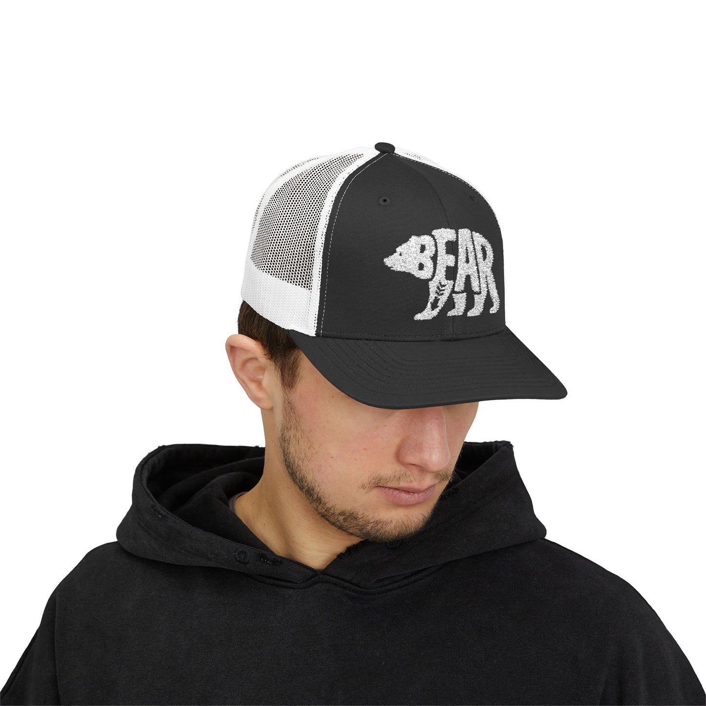BEAR Snapback Trucker Cap - Bone Silhouette Design