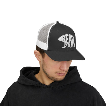 BEAR Snapback Trucker Cap - Bone Silhouette Design