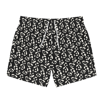 LEOPARD Imprinted 5-6" Inseam Swim Trunks - Onyx