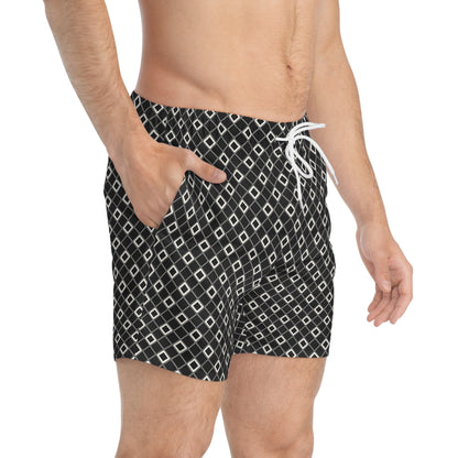 SHINE BRIGHT Imprinted 5-6" Inseam Swim Trunks - Onyx